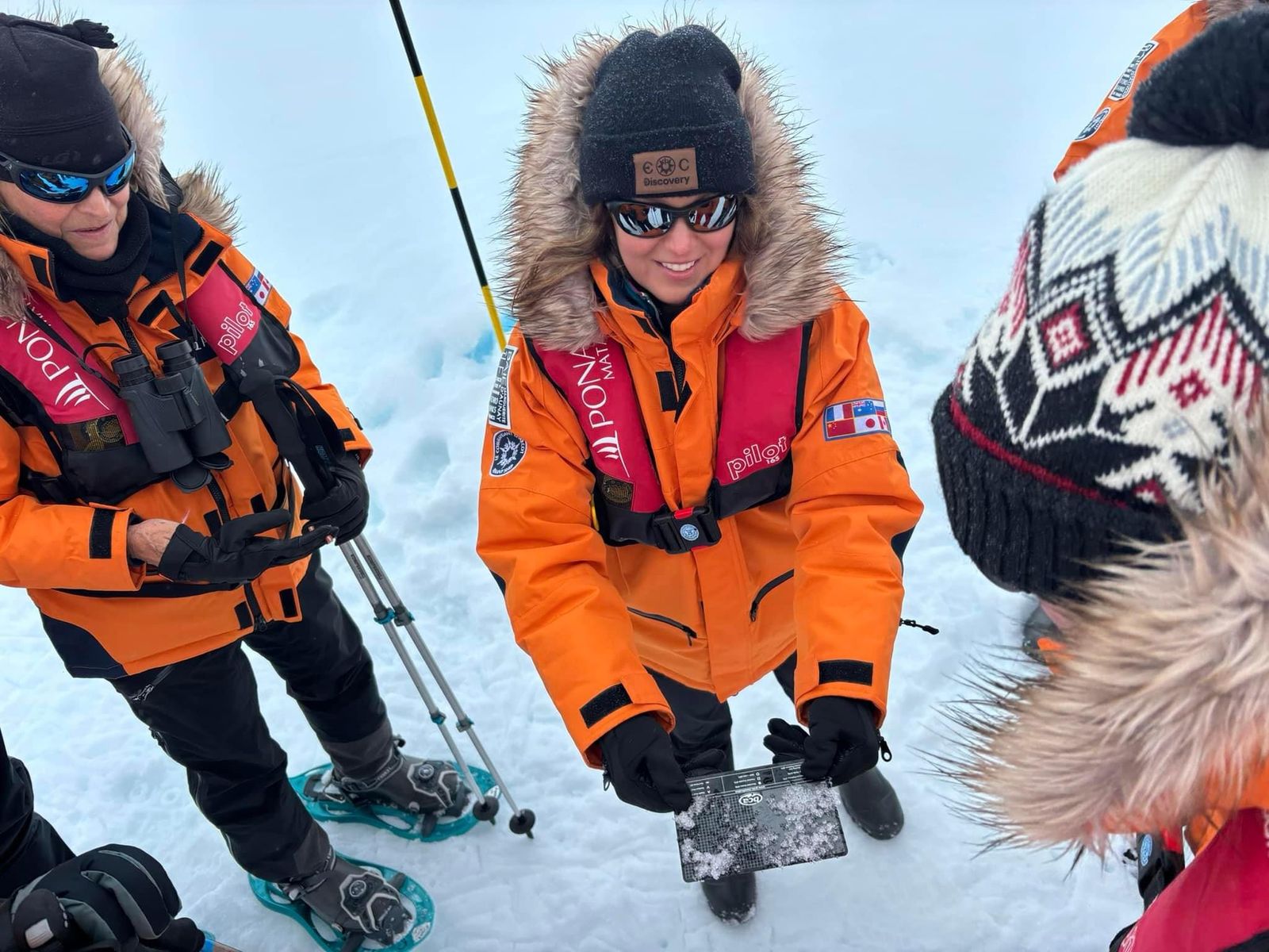 Researchers collecting samples on Arctic sea ice